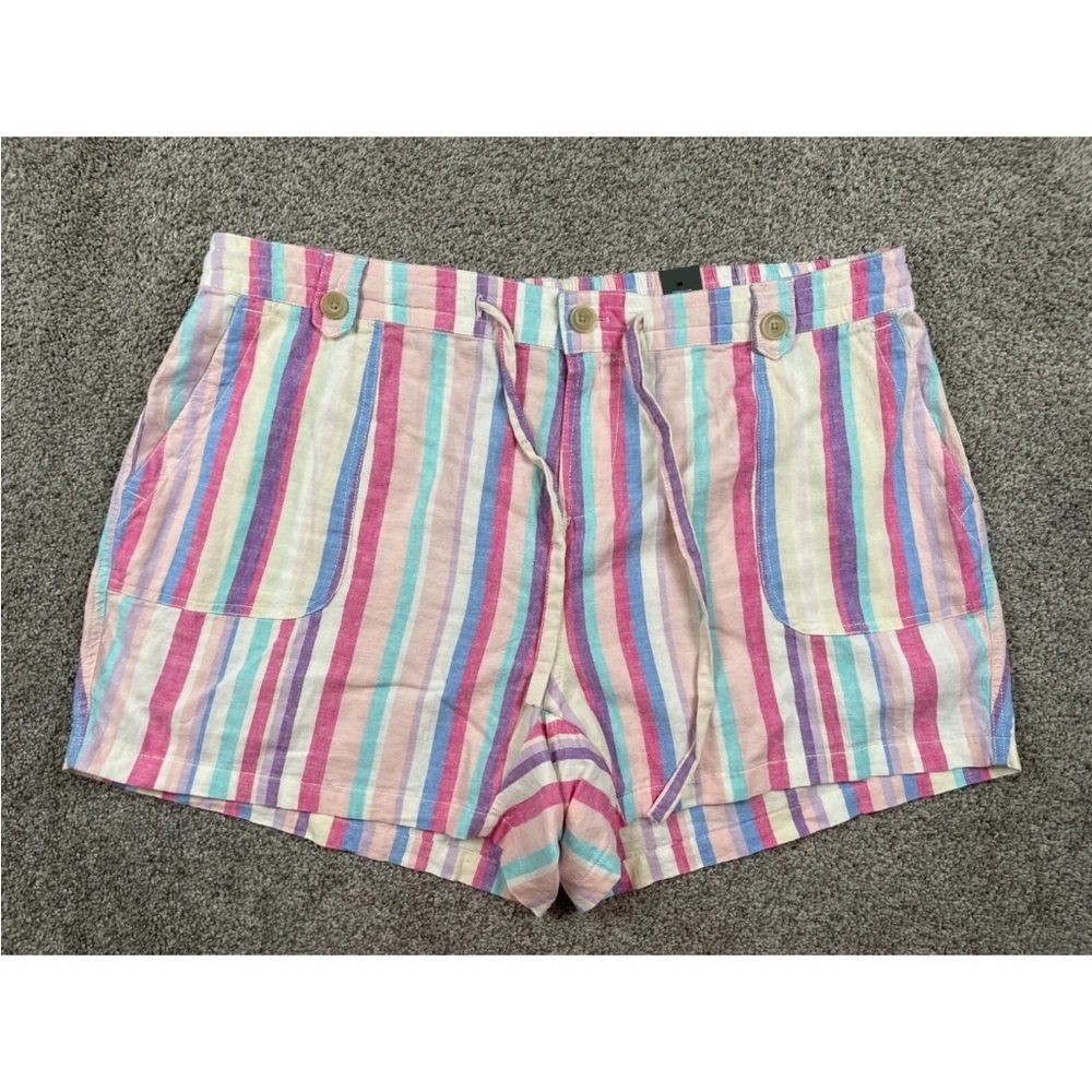 Torrid Cargo pocket Short,  linen blend, colorful stripes, sz 16, elastic waist‌
